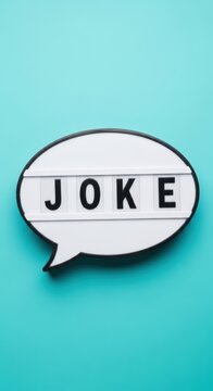 Joke Word on Speech Bubble Lightbox on Blue Background.