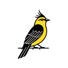 Fototapeta premium Stylized yellow and black bird with crest perched.