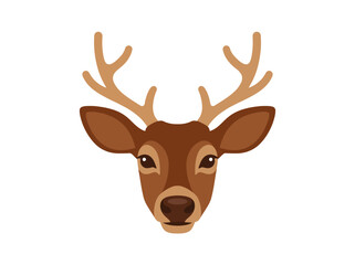 Fototapeta premium Reindeer face vector with antlers and a gentle expression