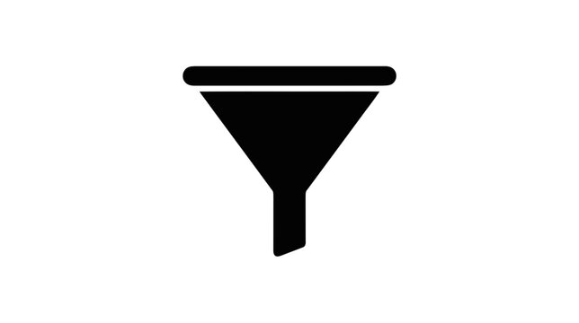 Vector illustration of black funnel icon on a transparent background
