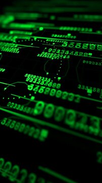 Vertical format computer programming terminal scrolling automated machine code and cyber security scripts. Excellent background asset for mobile tech reels and digital development content.