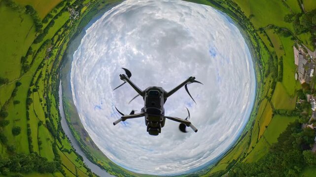 Lake Districts Valley and Mountains of UK. Drone Camera View Was Captured From Medium High Altitude During Mostly Dramatic Cloudy Day of Summer. The Lake District, located in Cumbria in North West UK