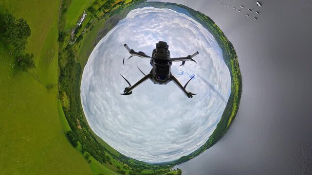 Lake Districts Valley and Mountains of UK. Drone Camera View Was Captured From Medium High Altitude During Mostly Dramatic Cloudy Day of Summer. The Lake District, located in Cumbria in North West UK