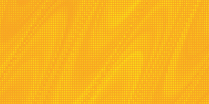 Comic yellow background. Halftone dot pop art retro style