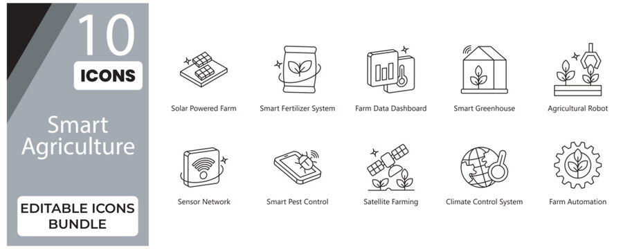 Smart Farm Editable Line Icons Bundle