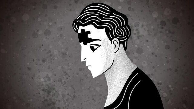 person rebuilding their head with puzzle pieces to represent amnesia