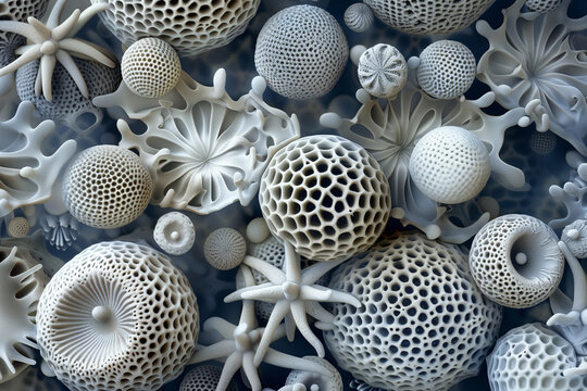 Scanning electron microscope view of pollen grains background
