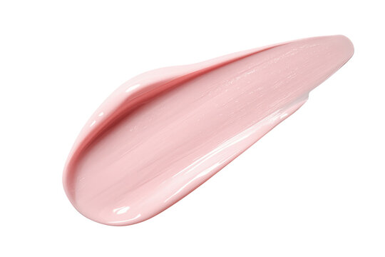 Pink cosmetic cream smear with textured stroke, a beauty makeup swatch on transparent background