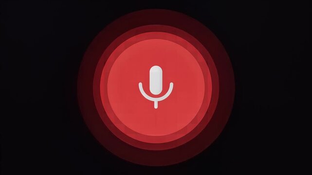 Voice assistant microphone icon pulsing with red circular waves