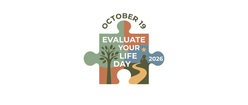 Life evaluation concept with puzzle piece and growth icons illustration