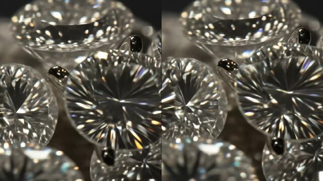 Close Up View of Sparkling Diamonds in a Row.