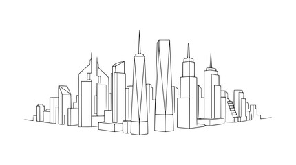 Obraz premium Minimalist continuous line drawing of New York City skyline