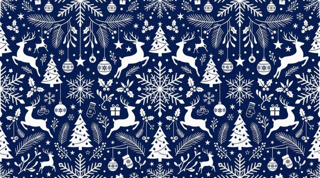 Sweden patterns with festive nordic reindeer and christmas tree seamless winter texture scandinavian reindeer christmas