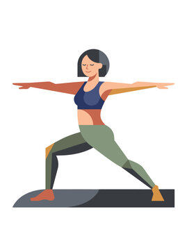 Woman Doing Warrior Two Yoga Pose Illustration
