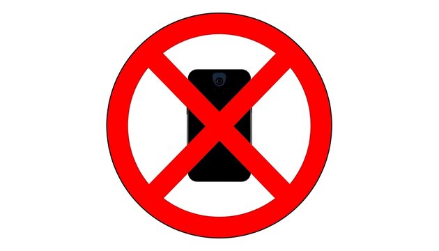 Red prohibition sign with crossed camera icon.