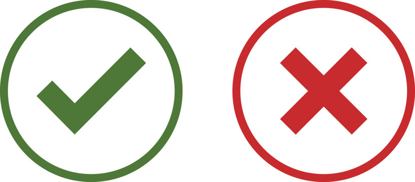 Green check mark and red x cross mark circle icons for correct and incorrect choice