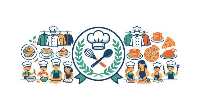 Kids Cooking Class Culinary Workshop Illustration