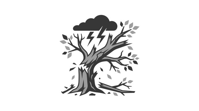 Tree with leaves falling down strongly.