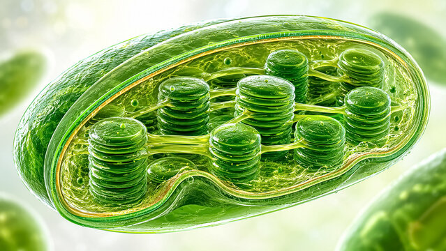 Chloroplast in plant cell, 3D scientific illustration