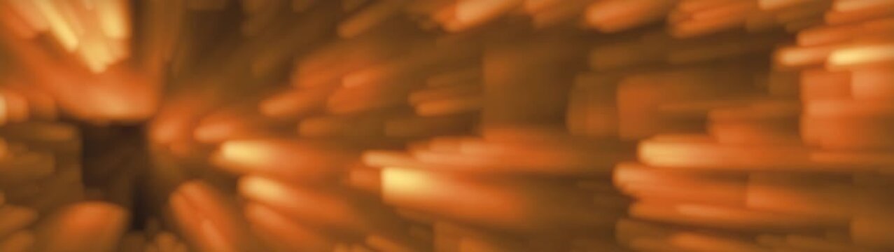 Abstract golden orange horizontal streaks background loop, smooth motion of blurred lines, bright light effect.