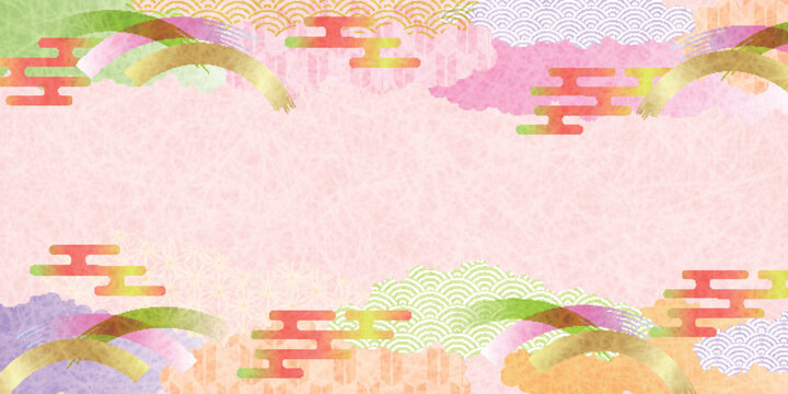 Elegant Japanese Style Background with Traditional Cloud Motifs