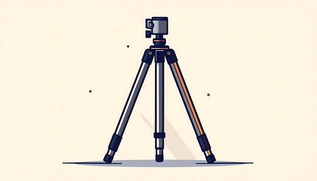 Black tripod camera stand setup isolated.