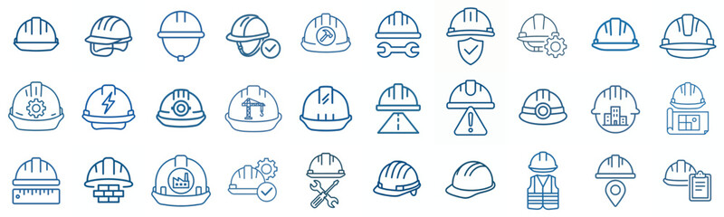 Fototapeta premium minimalist line art vector blue safety helmet icon