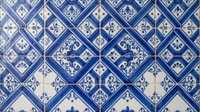 Greece patterns of classic blue and white ceramic tile wall design with hellenic mediterranean geometric seamless
