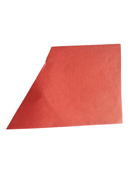 A single piece of red paper cut into a flat trapezoid shape isolated on transparent background