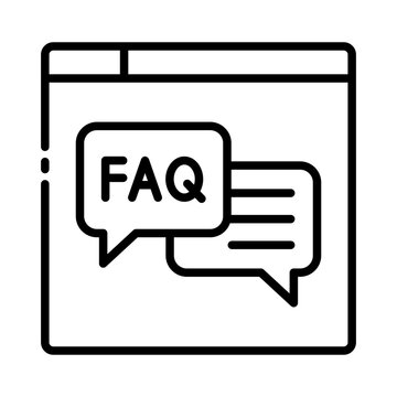 FAQ icon. common question. information page. online assistance