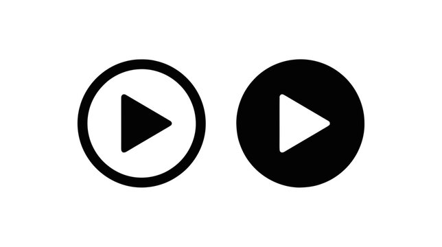 Vector illustration of play button icon set, media player audio video control symbol on a transparent background