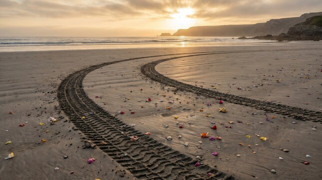 Accessible Beach Path for Disability Pride Month at Sunset