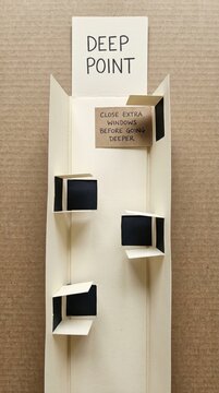 Creative paper craft card with 'Close Extra Windows Before Going Deeper' message for Low Attention Span