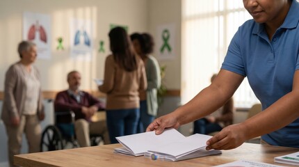 Fototapeta premium Healthcare educator promotes lung health awareness for World Lungs Day