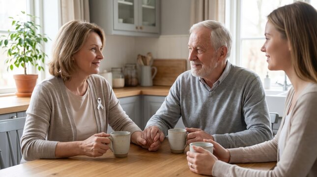 Elderly Couple Sharing Tea in Kitchen for World Lungs Day