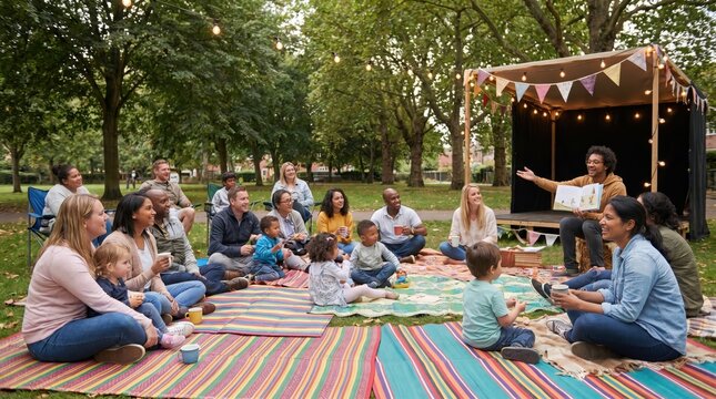 Families Gather for India's Independence Day Celebration in a Lively Outdoor Park