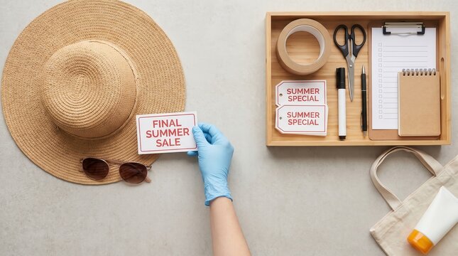 Hand holding Final Summer Sale sign for End Of Summer Retail & Clearance Campaign Kits