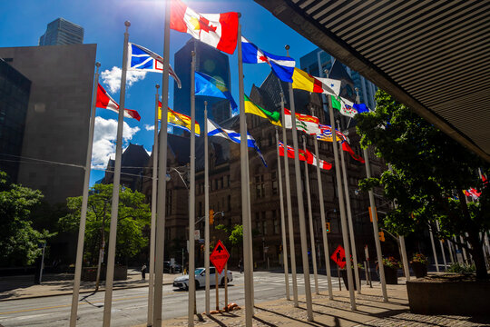 The national, provincial, and territorial flags of Canada