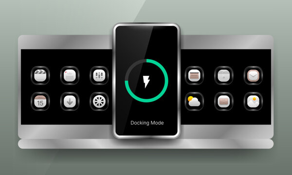 Interactive smartphone docking station user interface template