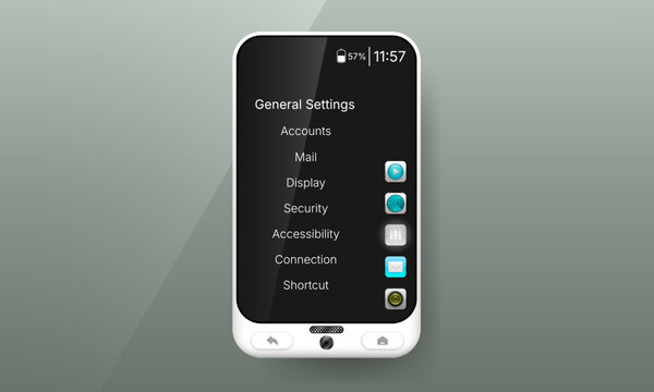Smartphone general settings menu user interface design template