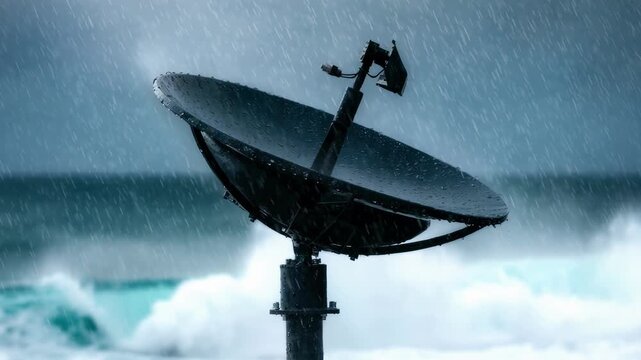 Medium shot of a dish antenna with tilt sensor in sharp focus blurred background highlighting realtime health data for predictive IoT maintenance.