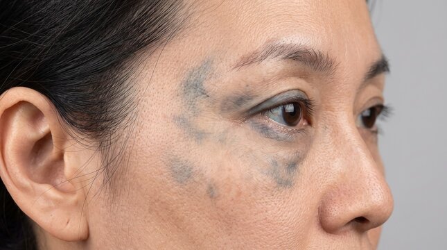 Nevus of Ota Hyperpigmentation Birthmark Around Asian Woman Eye Side Profile