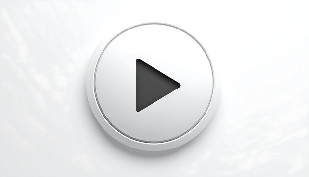 Minimalist black play button icon on white background.