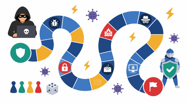 Cybersecurity board game simulating cyber attacks and defense strategies for digital protection