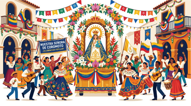 Religious procession of Nuestra Senora de Coromoto in Venezuela.