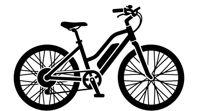 Modern electric bicycle silhouette with battery pack and wheels