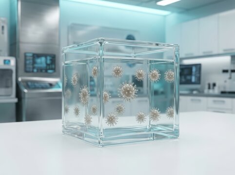 Scientific containment concept symbolizing controlled medical research and biosecurity