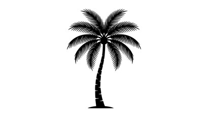 Fototapeta premium Minimal Tropical Palm Tree Silhouette Vector Isolated on White Background for Logo and Nature Design