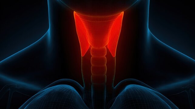 Thyroid Disease Medical Concept, Human Thyroid Gland Disorder, Endocrine System Illness, Hyperthyroidism, Hypothyroidism, Thyroid Nodule and Inflammation Health Illustration for Medical Science 