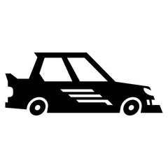 Naklejka premium Cartoon Drift Car glyph icon. Drift Car silhouette illustration.